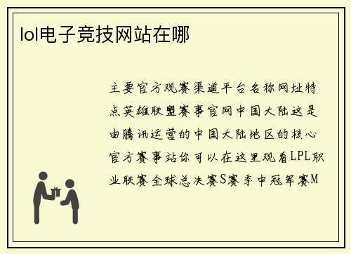 lol电子竞技网站在哪